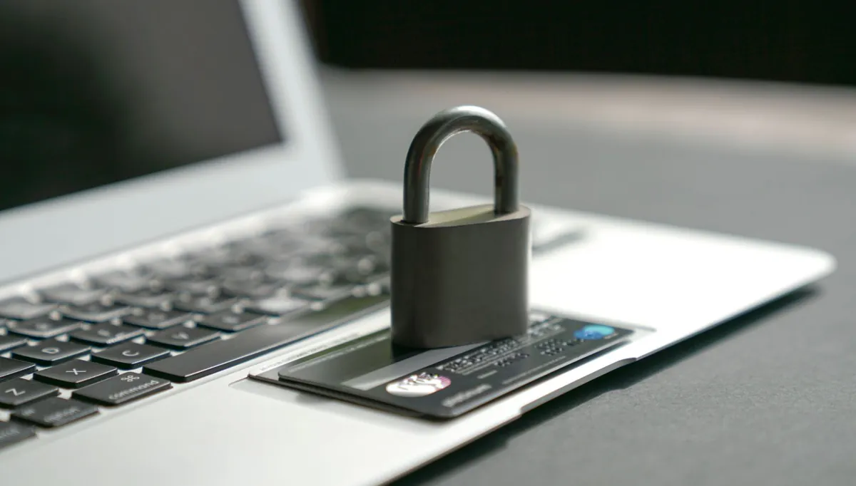 Cadeado metálico sobre teclado de notebook
